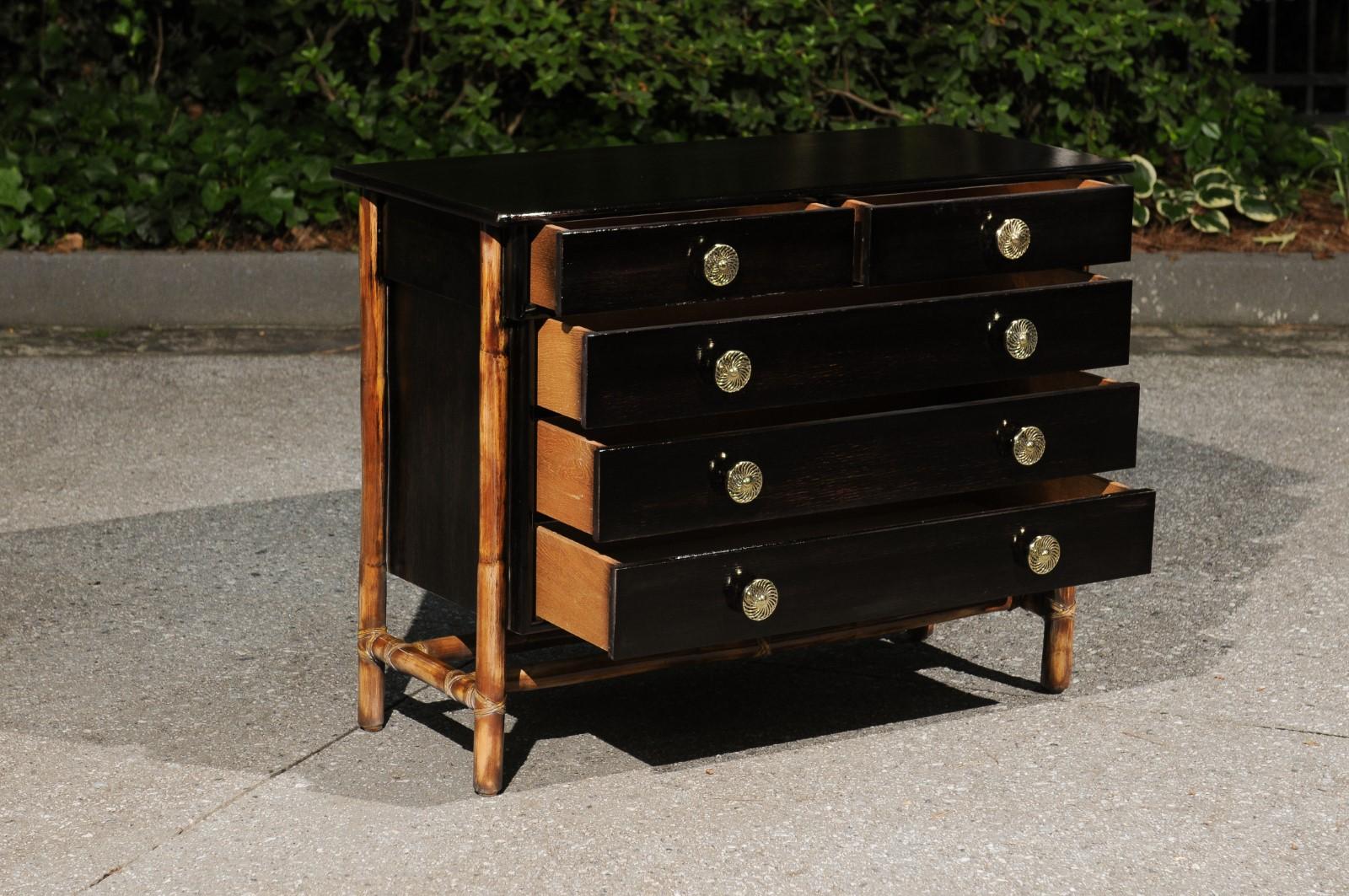 Radiant Restored Cerused Oak and Rattan Commode by McGuire, circa 1970 For Sale 7