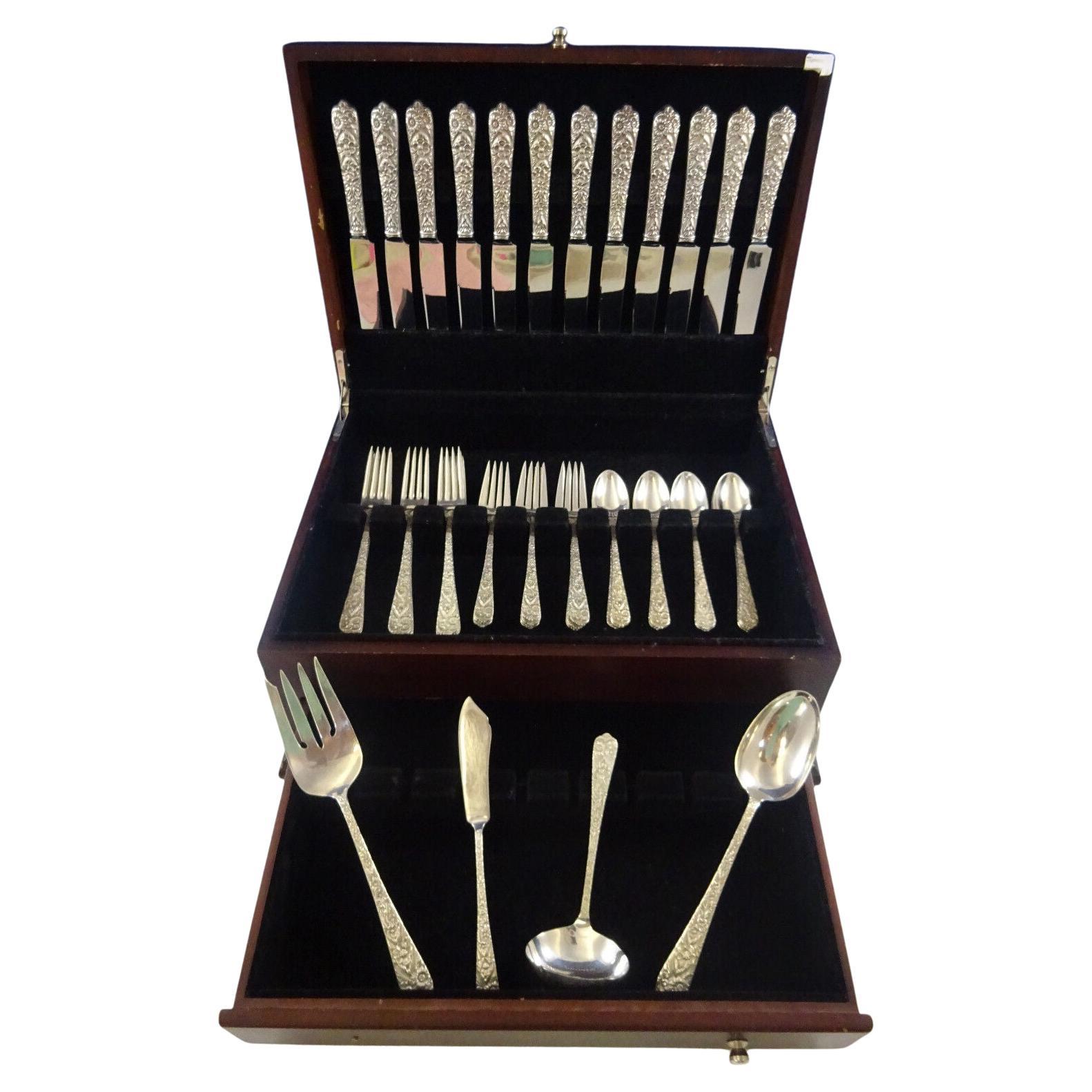 Radiant Rose by International Sterling Silver Cubiertos Servicio 12 Set 52 Piezas
