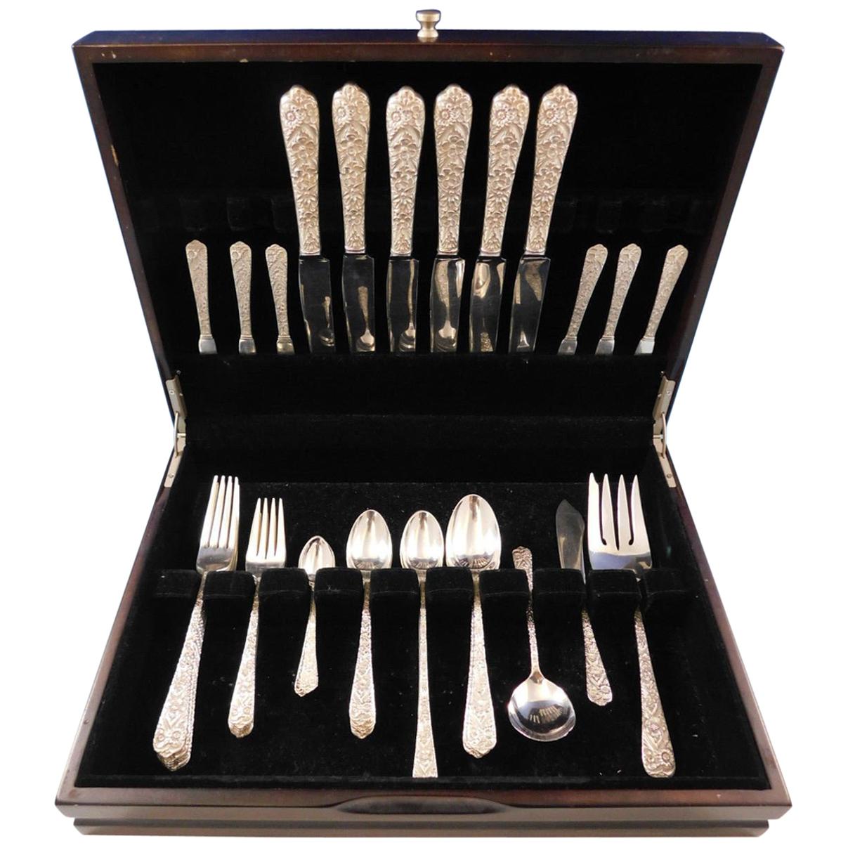 Radiant Rose by International Sterling Silver Flatware Service Set 51 Pcs Dinner