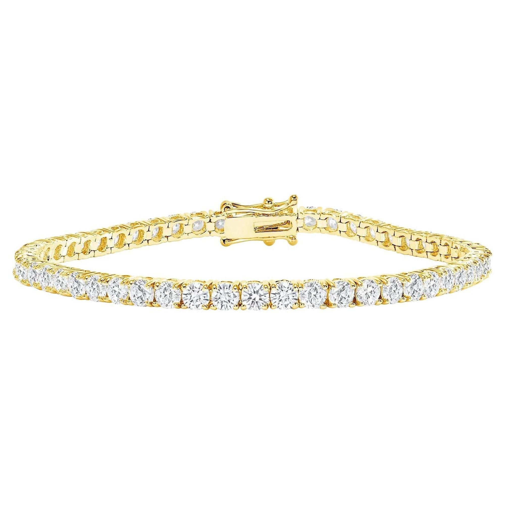 Bracelet tennis en or 14 carats avec diamants taille ronde radiants
