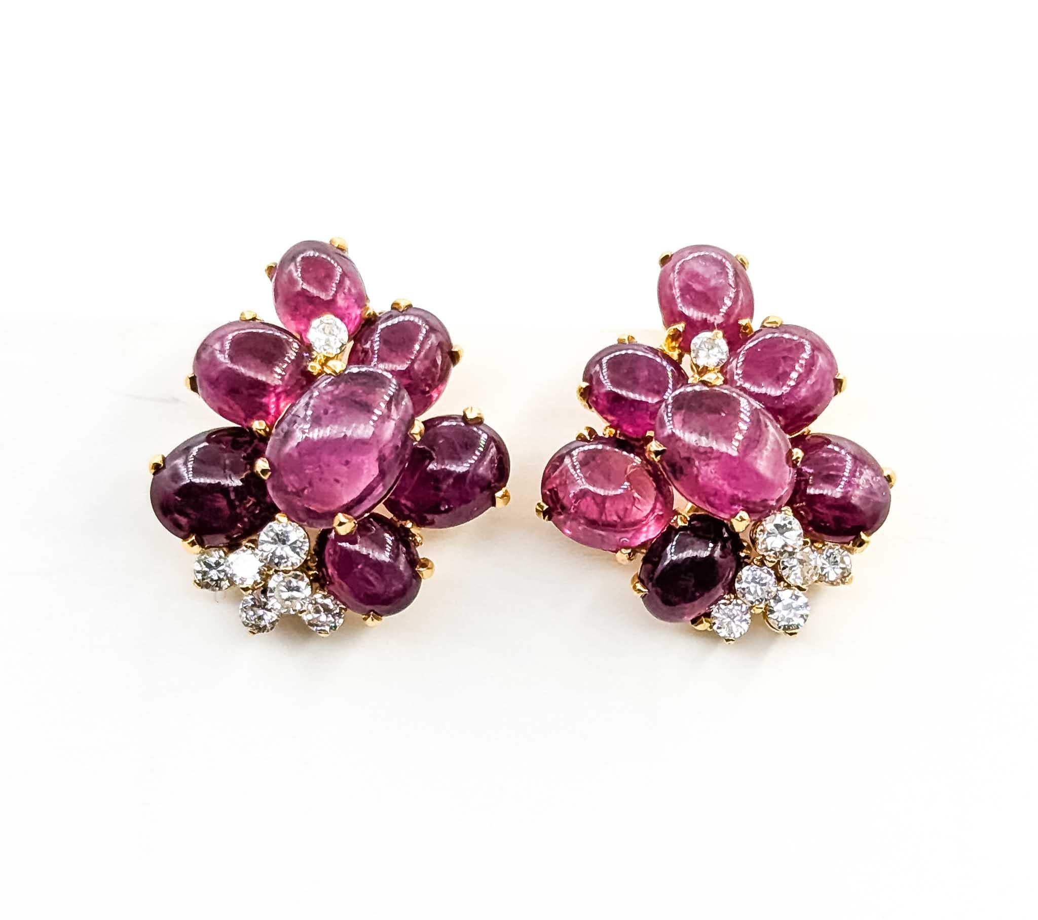Radiant Ruby and Diamond 18k Yellow Gold Earrings

Introducing these exquisite earrings, crafted in luxurious 18k yellow gold with a captivating mid-century design. These earrings feature a stunning combination of .60 carat total weight diamonds and