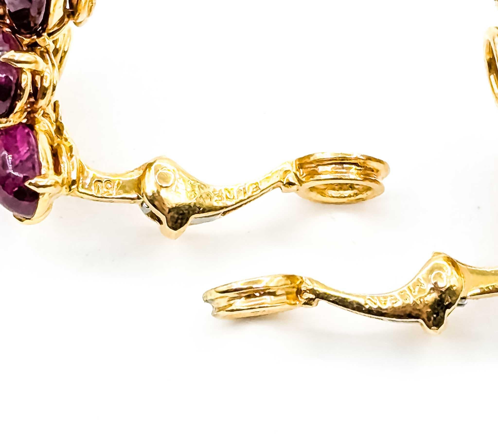 Radiant Ruby and Diamond 18k Yellow Gold Earrings For Sale 3