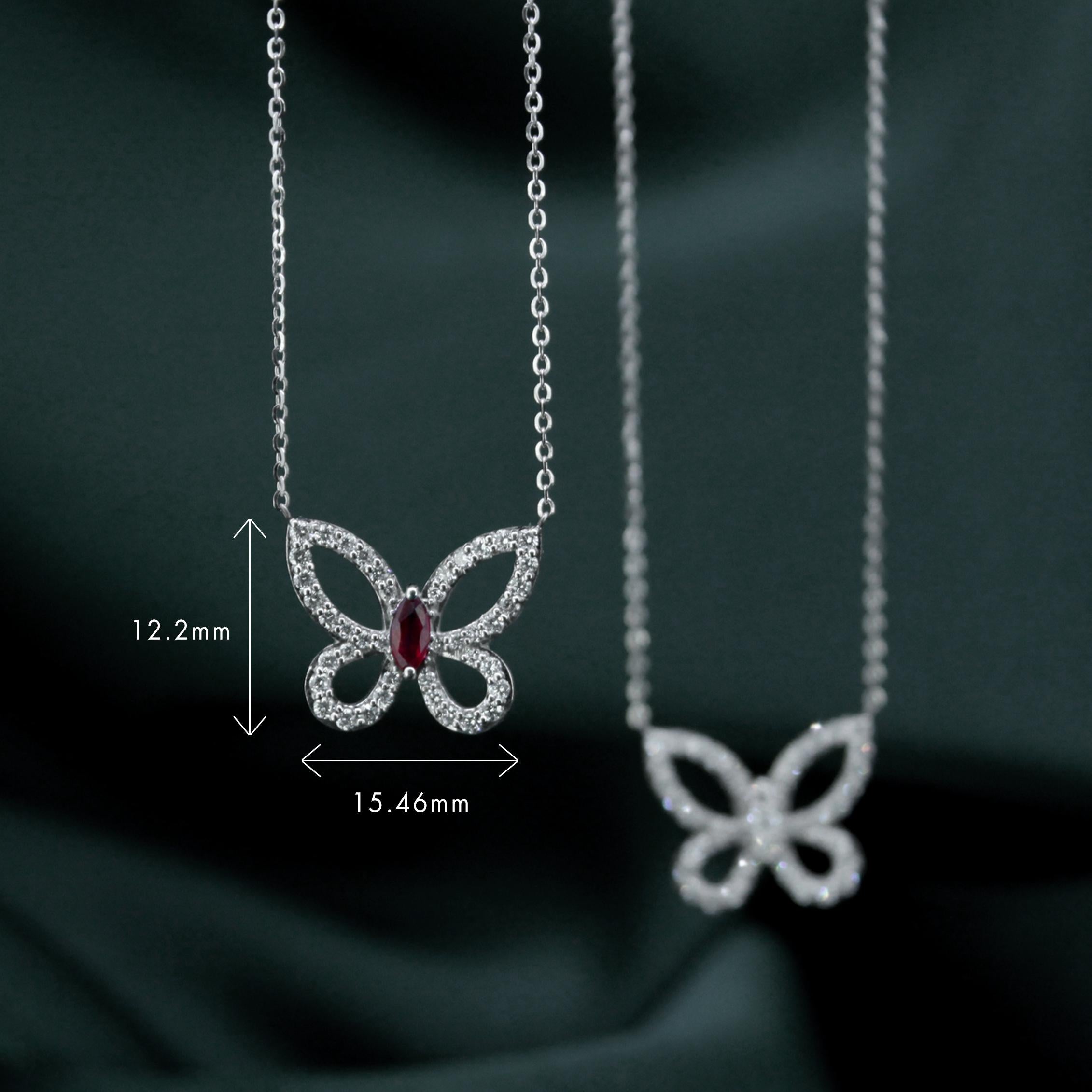 Papillon Rubis Radieux : Un étonnant collier à pendentifs orné de diamants Neuf - En vente à Bangkok, TH