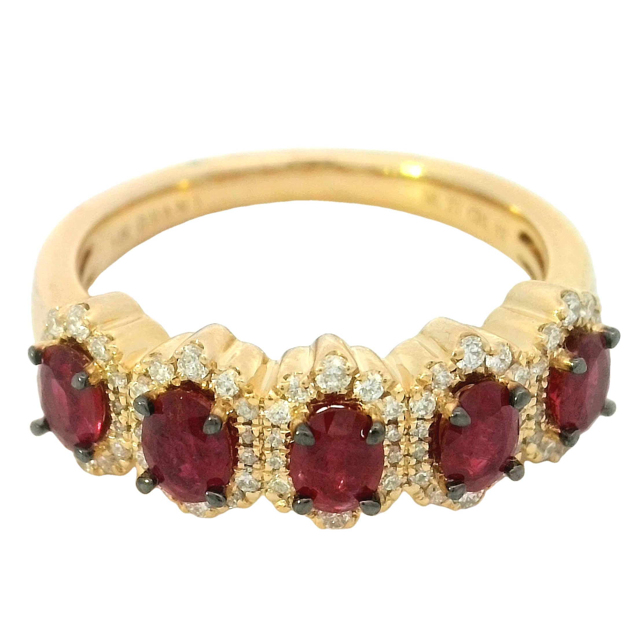 Indulge in the tangible luxury of refined elegance with our stunning Diamond and Ruby Ring.