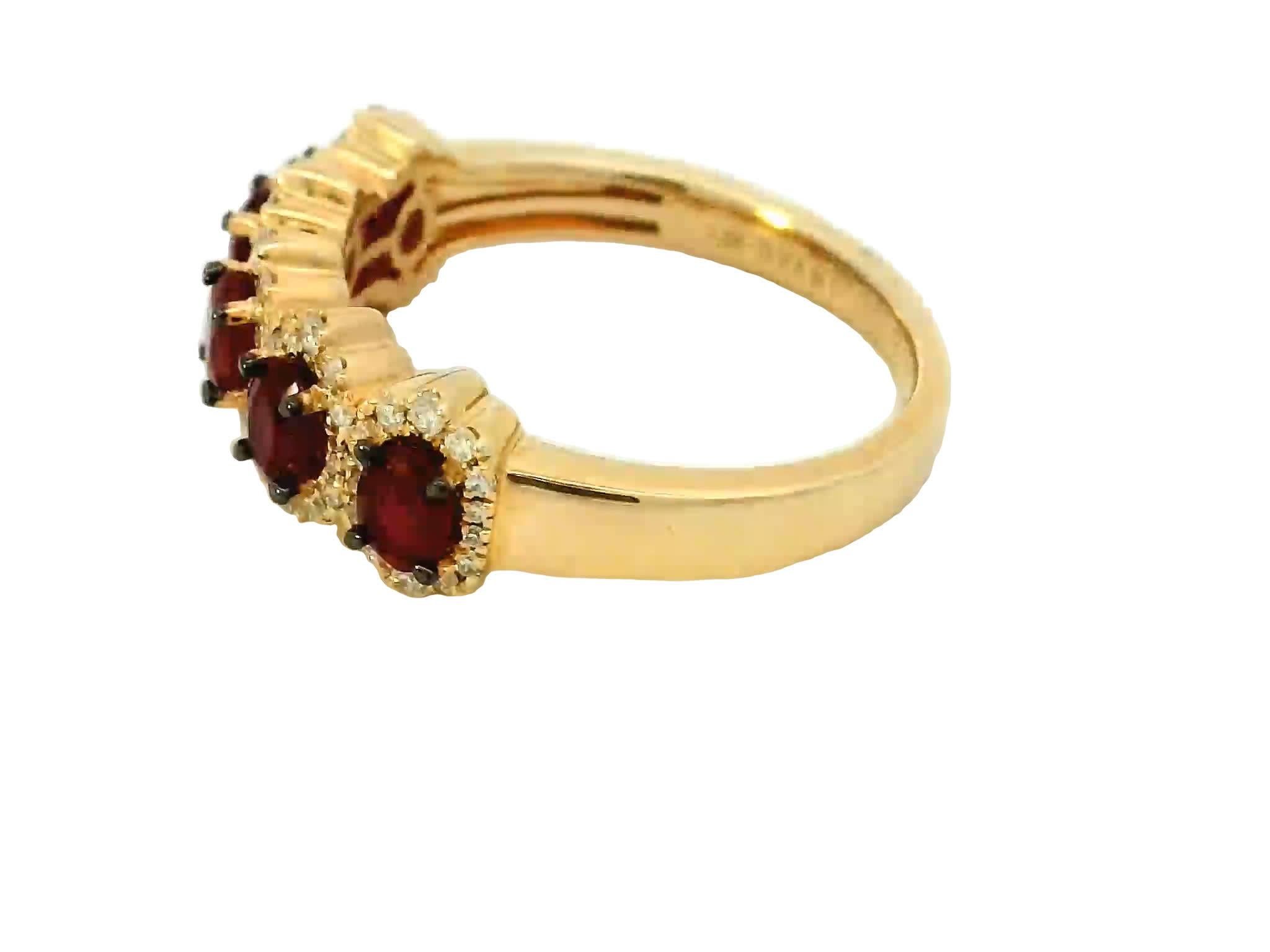 Women's Radiant ruby & diamond ring For Sale
