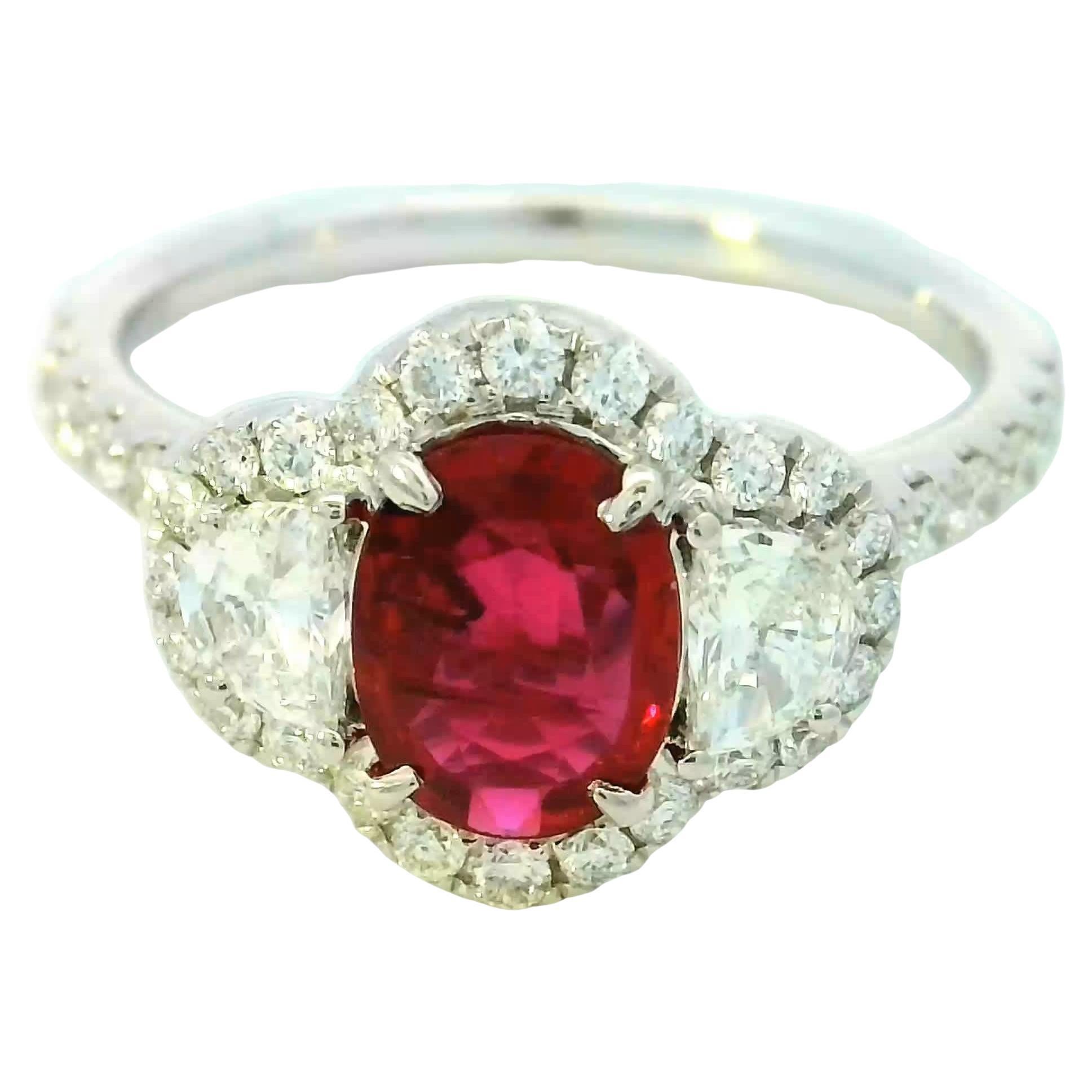 Radiant ruby diamond ring