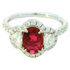 Radiant ruby diamond ring