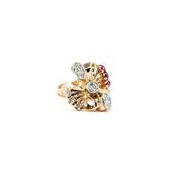 Radiant Ruby & Diamond Ring in 14k Rose Gold