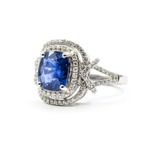 Radiant Sapphire & Diamond Double Halo Ring in Platinum