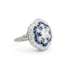 Radiant Sapphire & Diamond Ring in Platinum