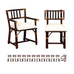 Radiant Set of 14 Rattan Chairs in Cordovan and Caramel by Wisner for Ficks Reed