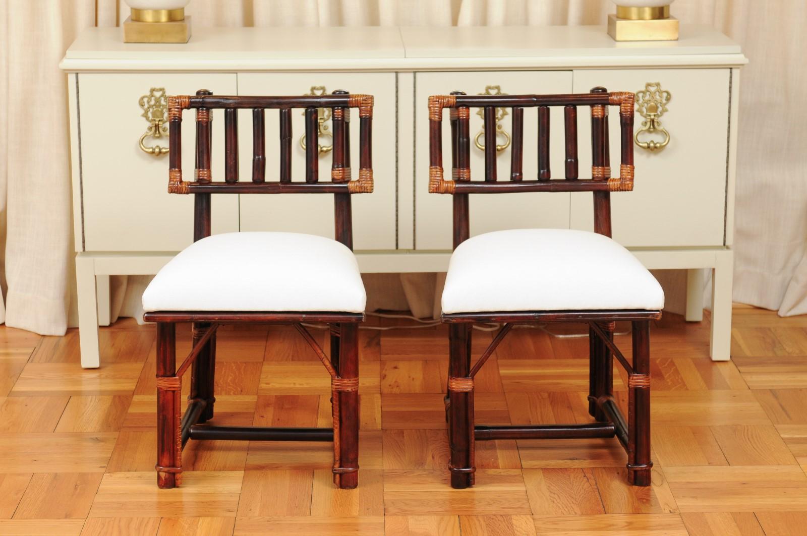 North American Radiant Set of 14 Rattan Chairs in Cordovan and Caramel by Wisner for Ficks Reed