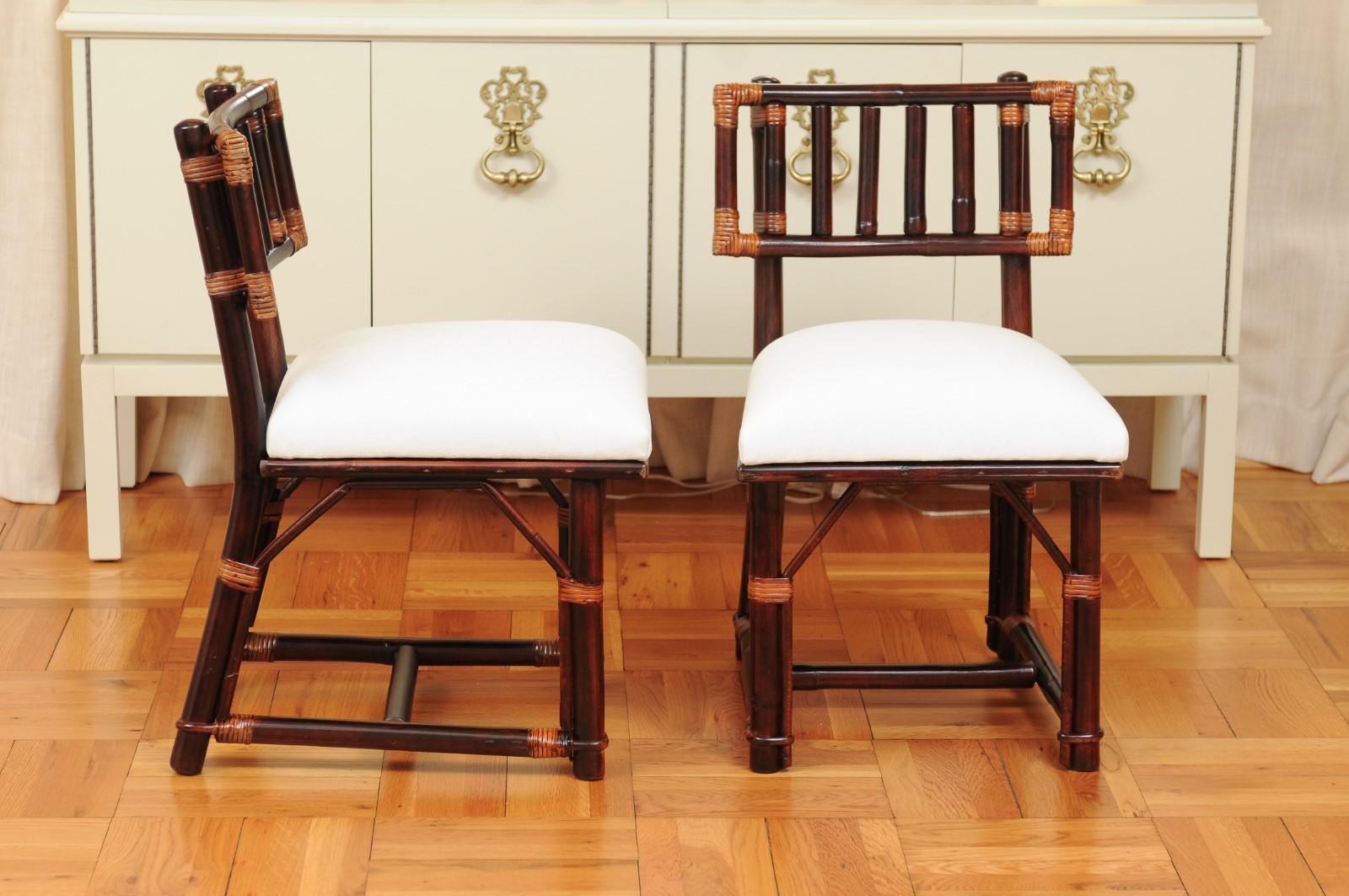 Radiant Set of 14 Rattan Chairs in Cordovan and Caramel by Wisner for Ficks Reed In Excellent Condition In Atlanta, GA