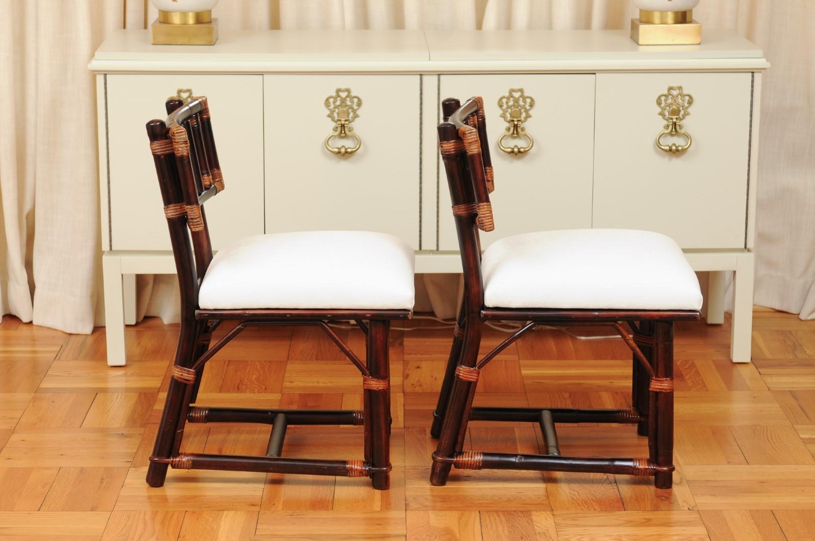 Mid-20th Century Radiant Set of 14 Rattan Chairs in Cordovan and Caramel by Wisner for Ficks Reed