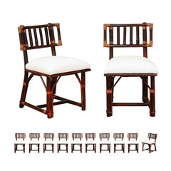Radiant Set of 14 Rattan Chairs in Cordovan and Caramel by Wisner for Ficks Reed