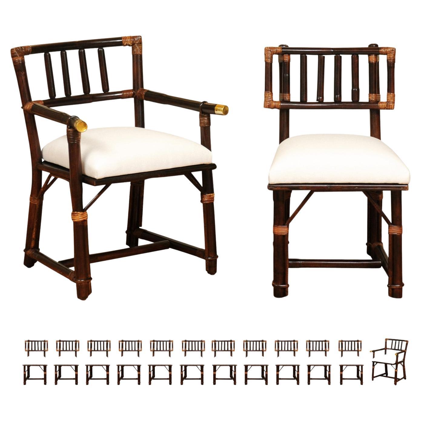 Radiant Set of 14 Rattan Chairs in Cordovan and Caramel by Wisner for Ficks Reed For Sale