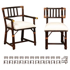 Radiant Set of 14 Rattan Chairs in Cordovan and Caramel by Wisner for Ficks Reed
