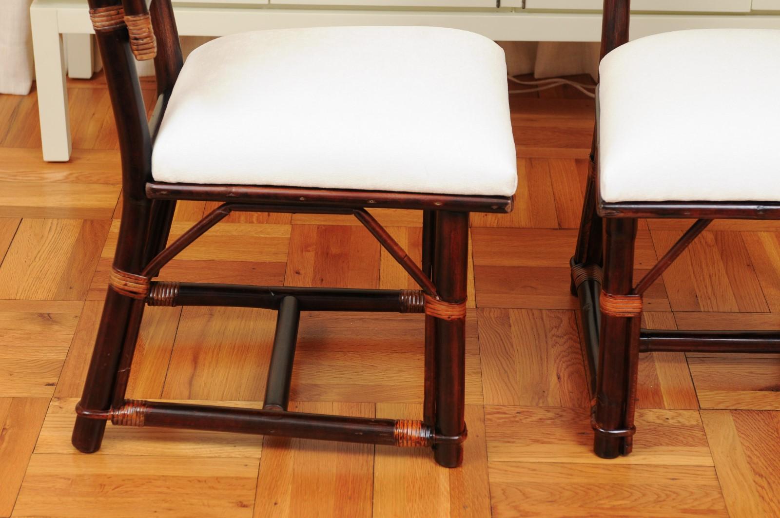 Radiante Conjunto de 8 Sillas de Ratán en Cordobán y Caramelo by Wisner for Ficks Reed en venta 10