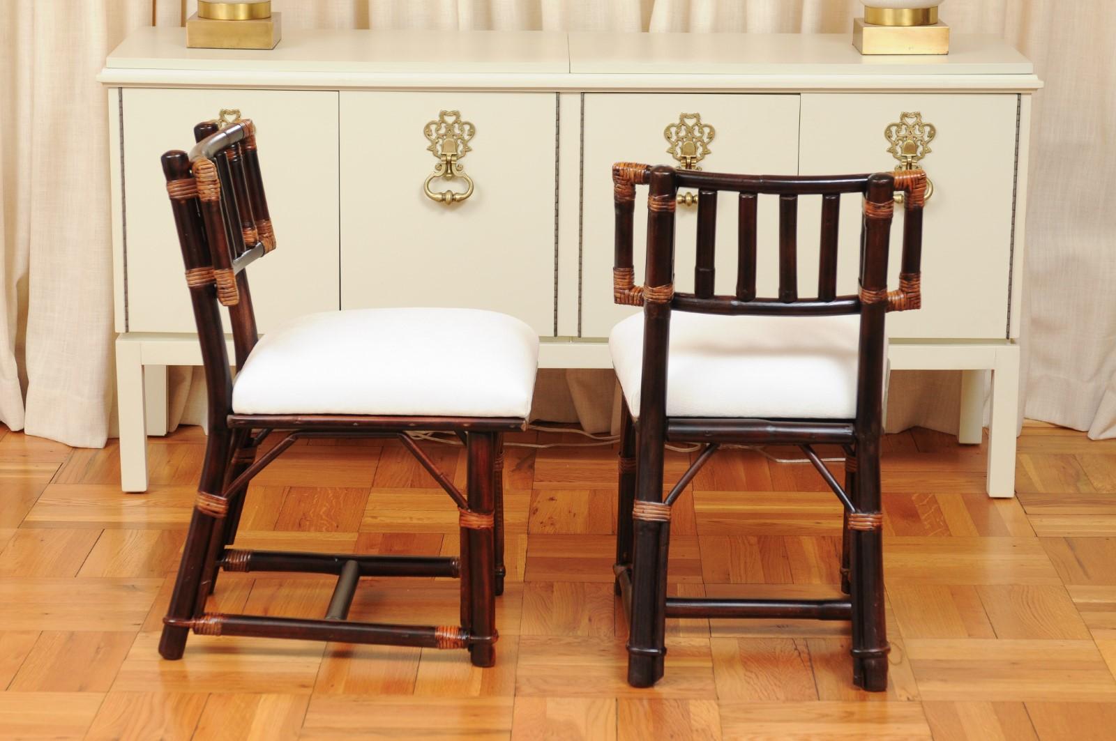 Canne Ensemble radieux de 8 chaises en rotin en cordonovan et caramel de Wisner pour Ficks Reed en vente