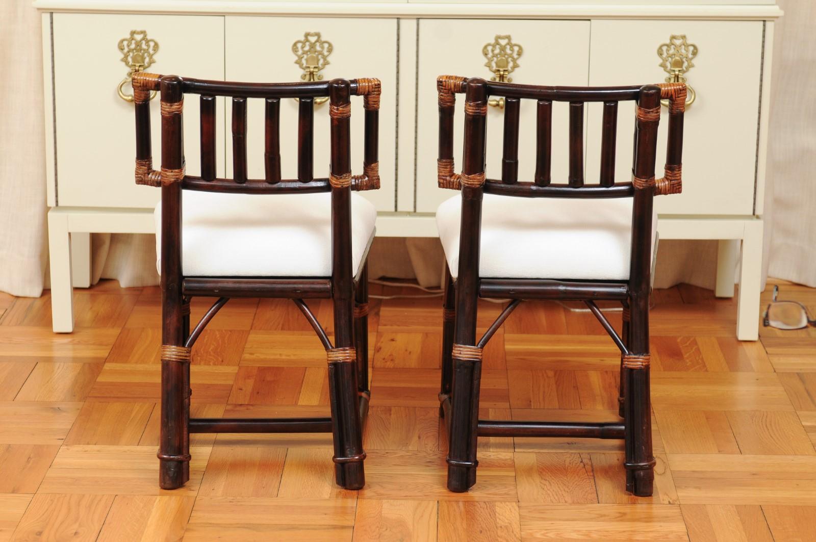 Radiant Set of 8 Rattan Chairs in Cordovan and Caramel by Wisner for Ficks Reed For Sale 1