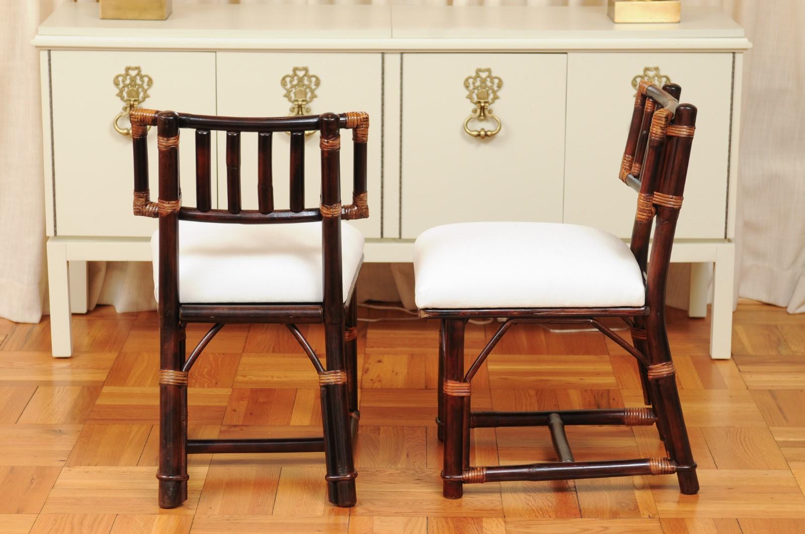 Radiant Set of 8 Rattan Chairs in Cordovan and Caramel by Wisner for Ficks Reed For Sale 2