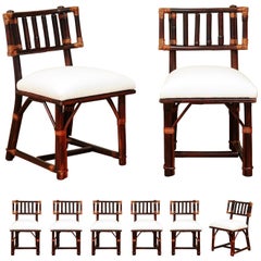 Radiant Set of 8 Rattan Chairs in Cordovan and Caramel by Wisner for Ficks Reed