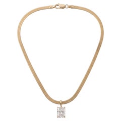 7.00ct Radiant Diamond Herringbone 14K Yellow Gold Necklace
