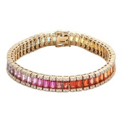 Radiant Spectrum 14K (Custom) Yellow Gold Multi-Gemstone & Diamond Bracelet