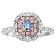Radiant Statement Fancy blue  14K White Gold Rare Fancy-Color Splendour