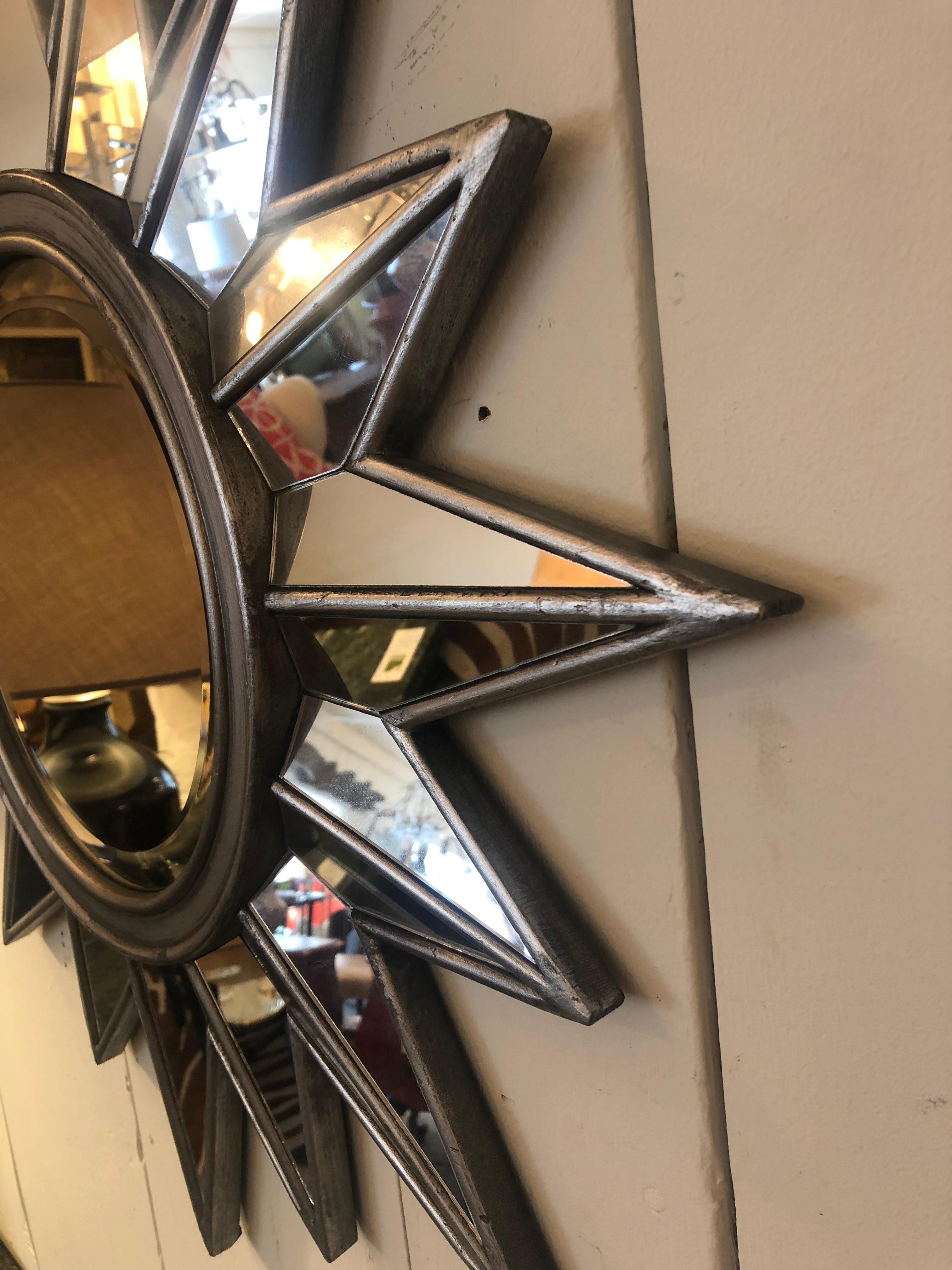 Late 20th Century Radiant Sunburst Starburst Bevelled Mirror