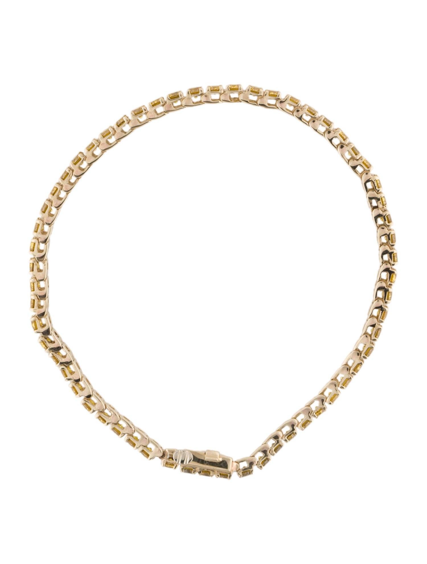 Taille radiant 14K Bracelet de tennis avec diamant de culture labrador de 3,54ctw - Design intemporel et luxueux en vente