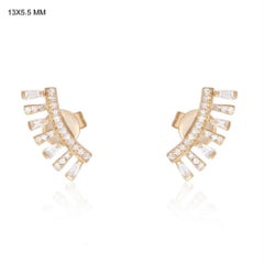 Radiant Sweep 14K (or 18k upon request) Yellow Gold Diamond Climber Earrings