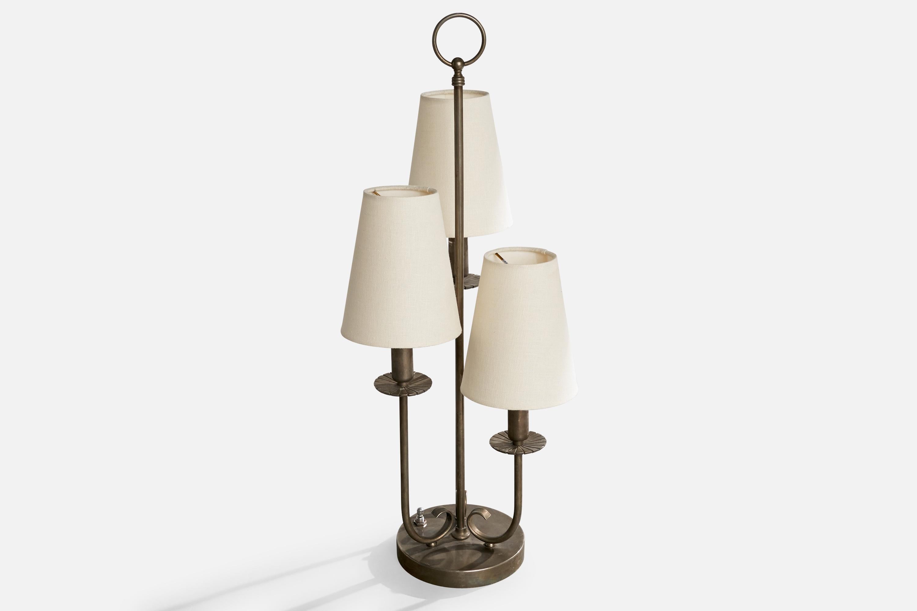 Mid-Century Modern Radiant, lampe de table, nickel, tissu, États-Unis, années 1950 en vente