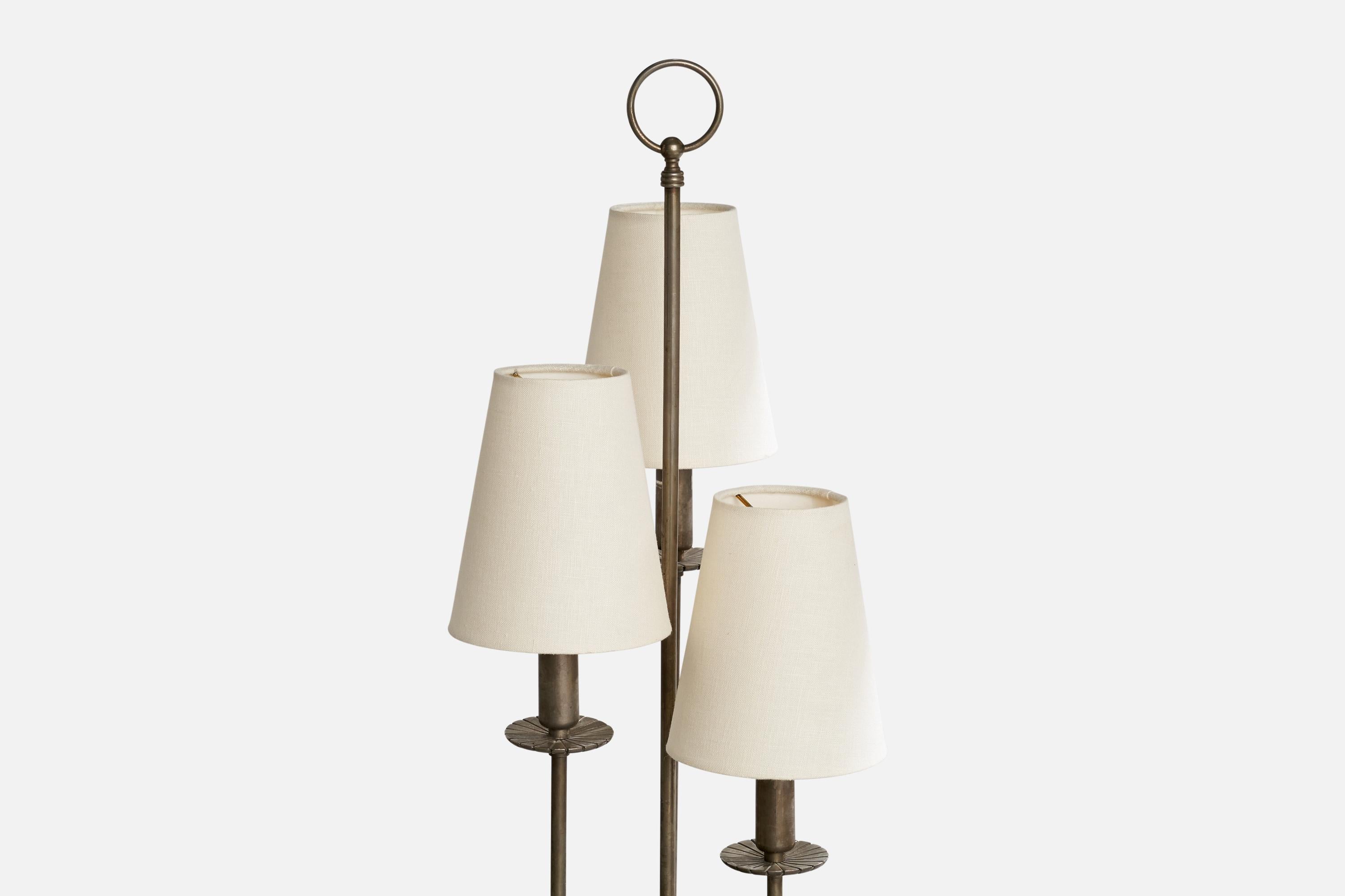 Américain Radiant, lampe de table, nickel, tissu, États-Unis, années 1950 en vente