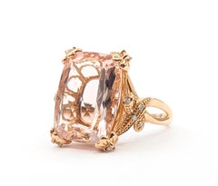 Bague Radiant Twist Morganite & Diamond en or rose 14k
