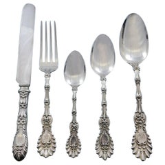 Radiant, Whiting Sterling Silver Flatware Set Dinner Service with Vintage Chest