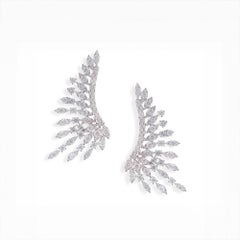 Boucles d'oreilles en or jaune 18K en forme d'ailes rayonnantes