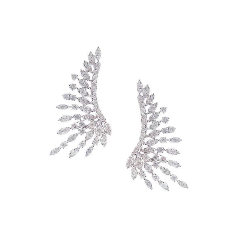Pendientes de oro amarillo de 18 quilates en forma de ala radiante en venta