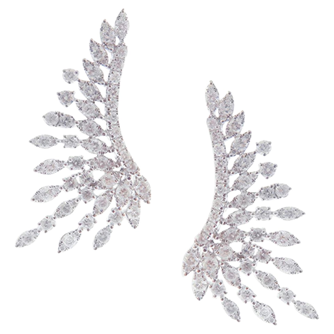 Boucles d
oreilles en or jaune 18K en forme d
ailes rayonnantes