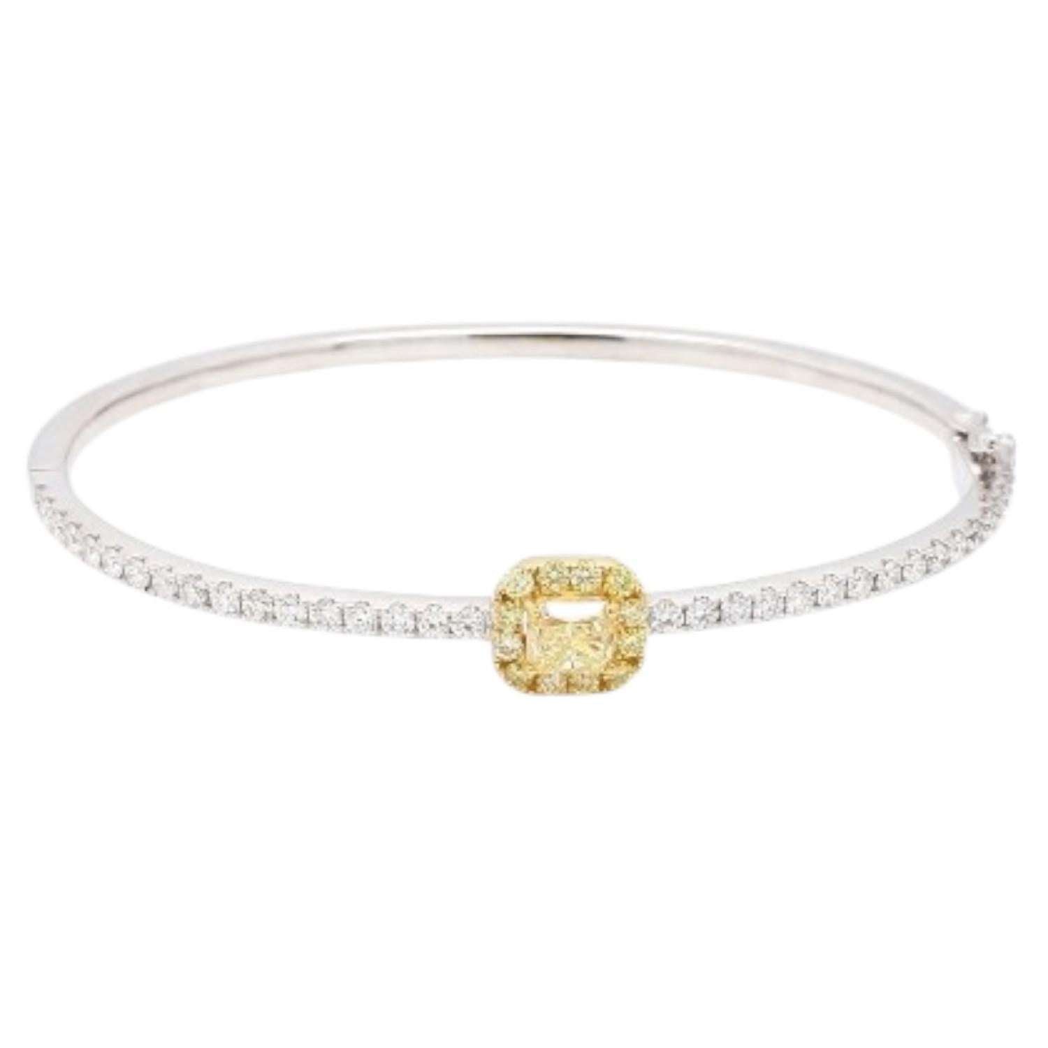 Taille ronde Bracelet en or jaune radiant et diamants blancs ronds en vente