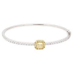 Radiant Yellow Diamond and Round White Diamond Gold Bracelet