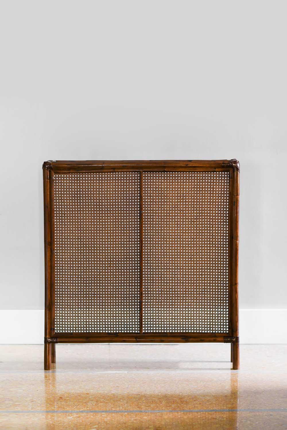 Radiator cover in bamboo and Vienna straw with leather bindings. Molto Editions In New Condition For Sale In Roma, RM