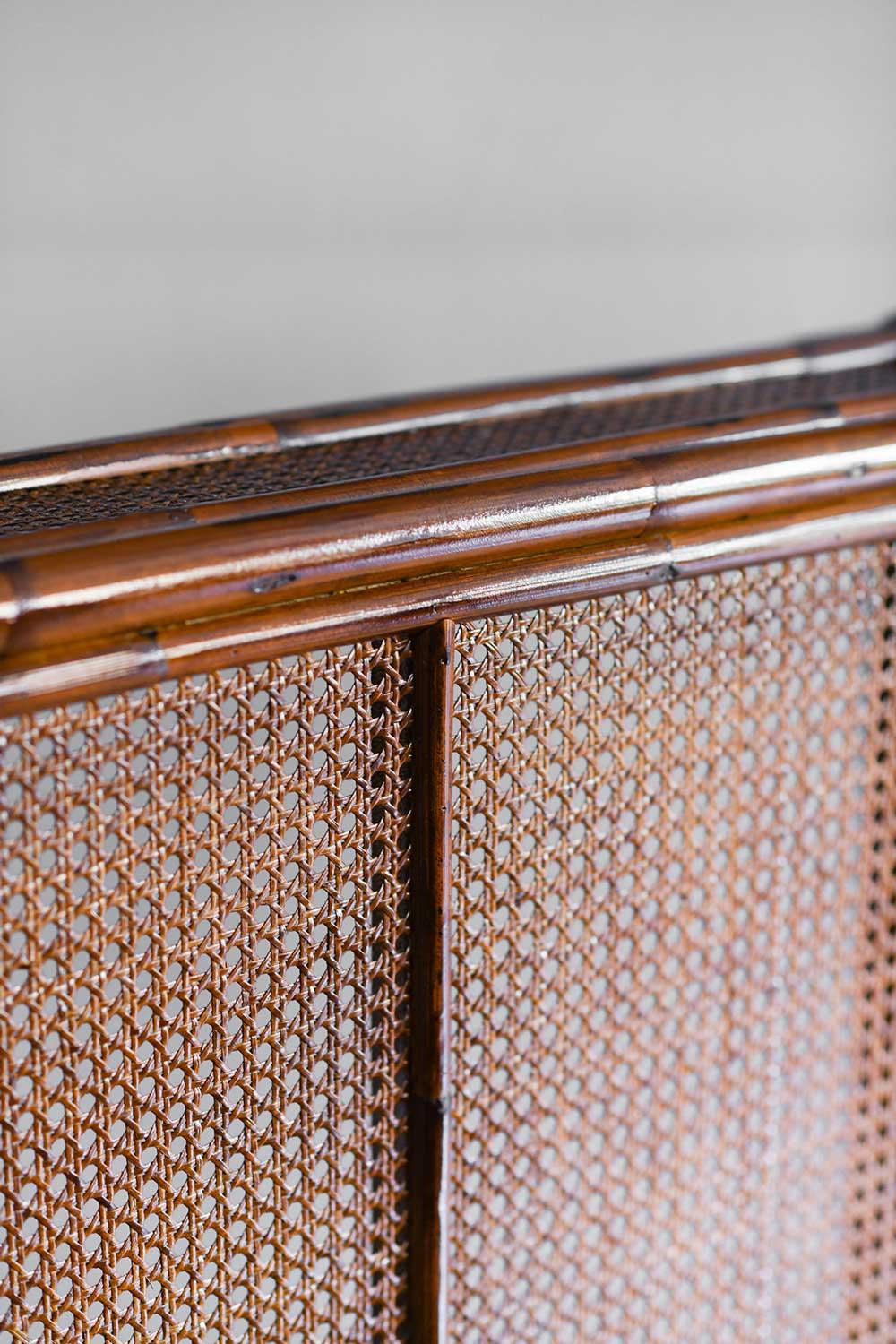 Contemporary Radiator cover in bamboo and Vienna straw with leather bindings. Molto Editions For Sale