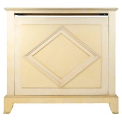 Radiator Cover in Whitewashed and Painted Wood, 20th Century.