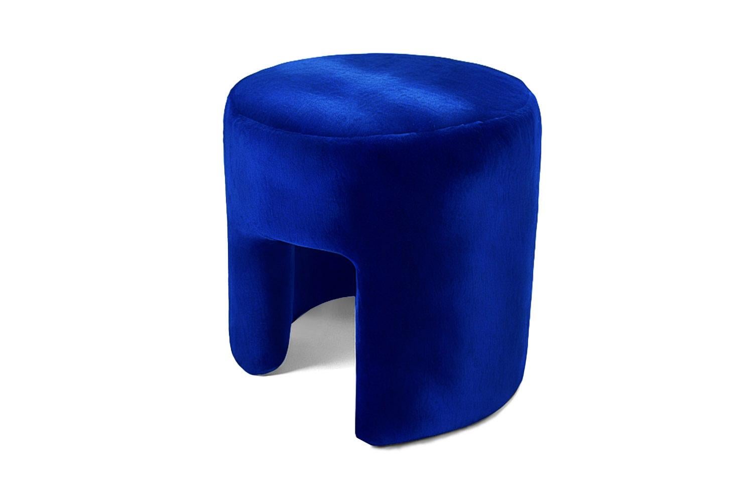 Post-Modern Radical Design Blue Velvet Stool Furia For Sale