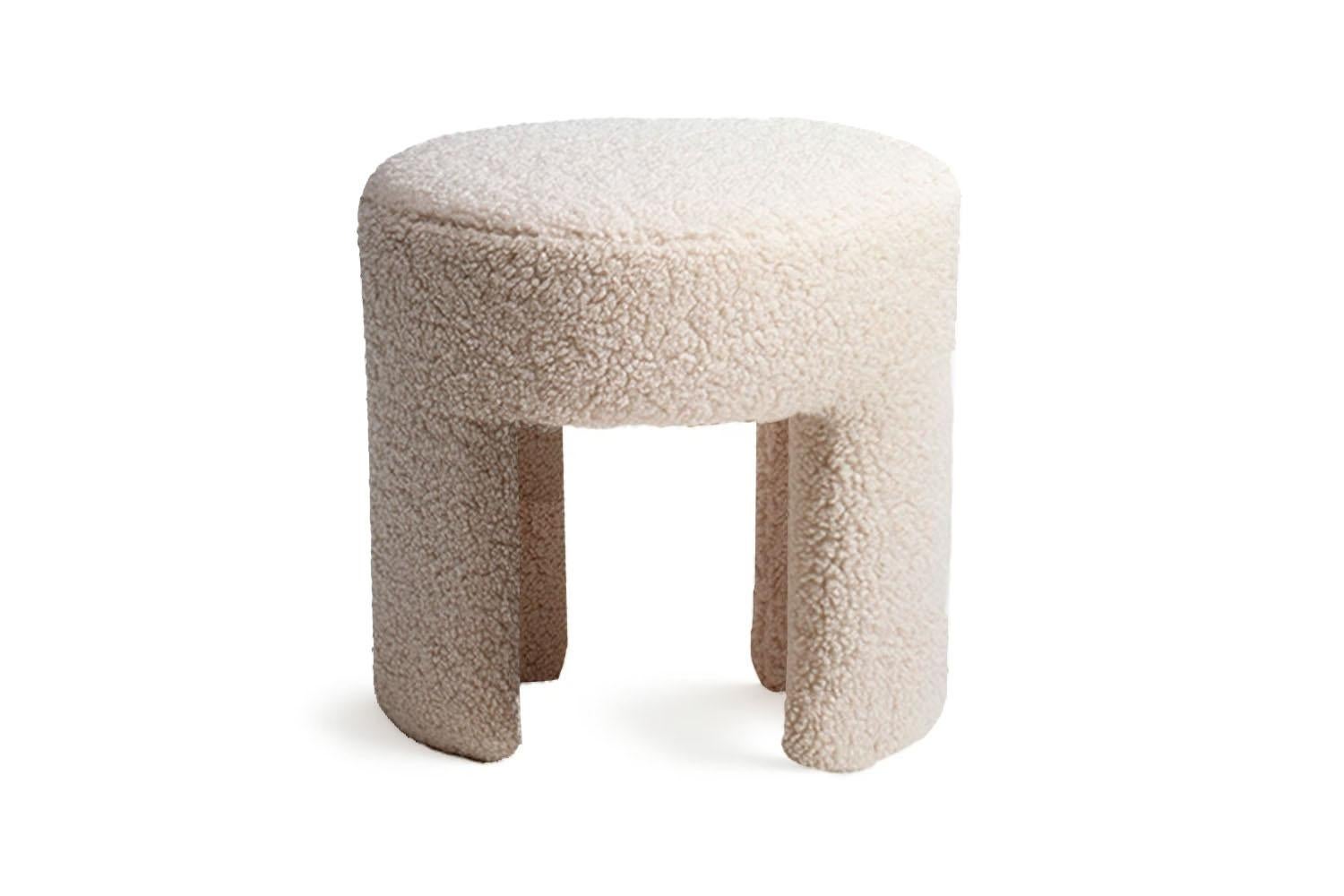 Spanish Radical Design Blue Velvet Stool Furia For Sale