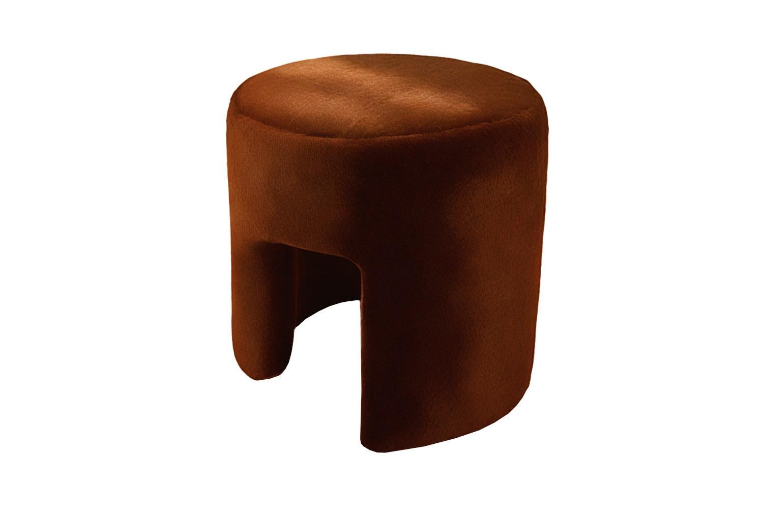 Post-Modern Radical Design Brown Velvet Stool Furia For Sale