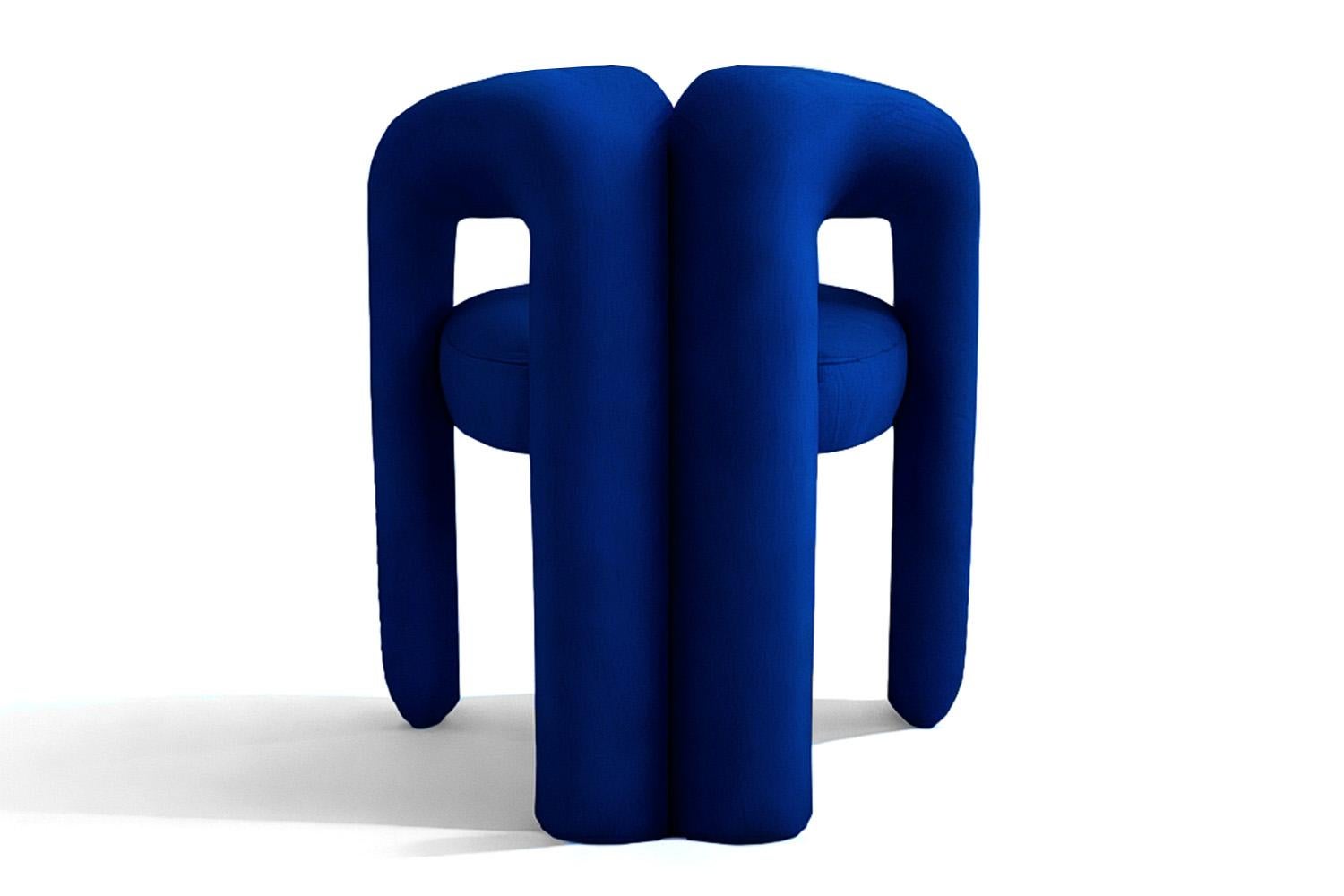 Radikaler postmoderner Stuhl aus blauem Samt Delirio (Postmoderne) im Angebot