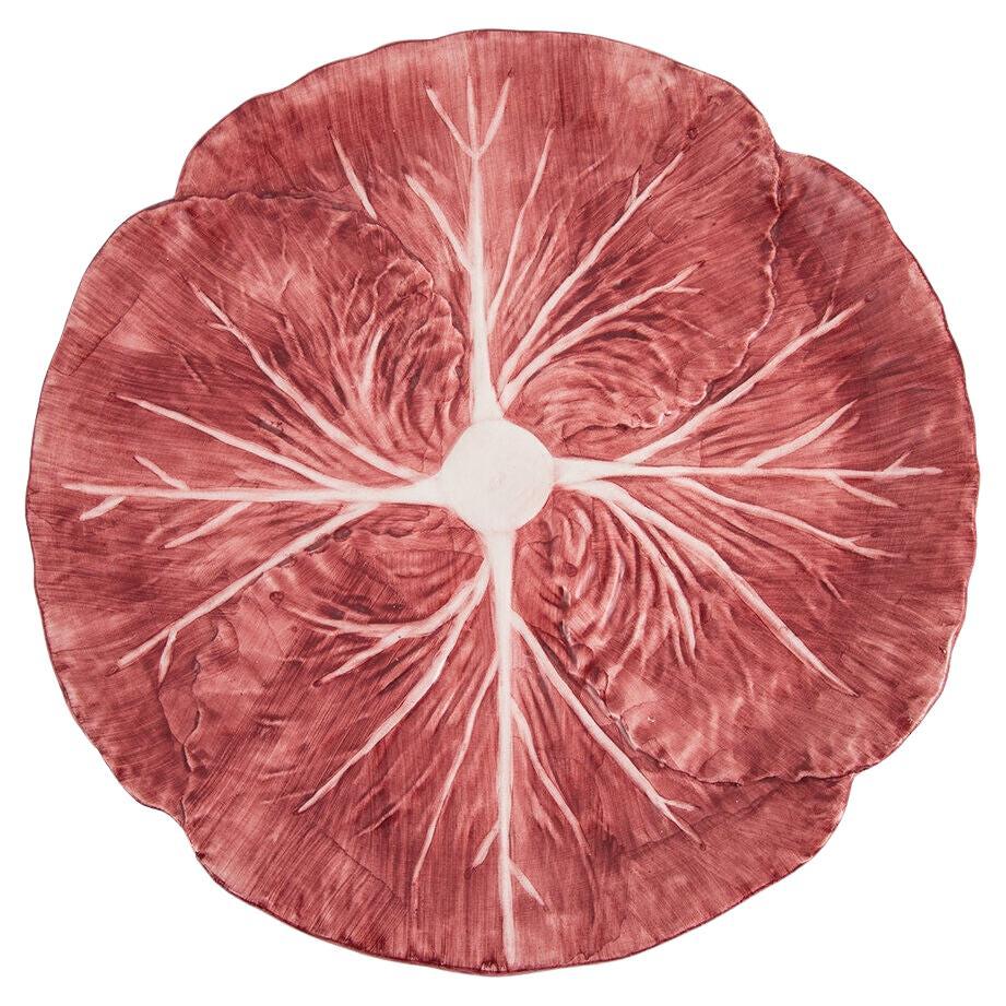 Plato de postre de cerámica pintado a mano Radicchio, Made in Italy