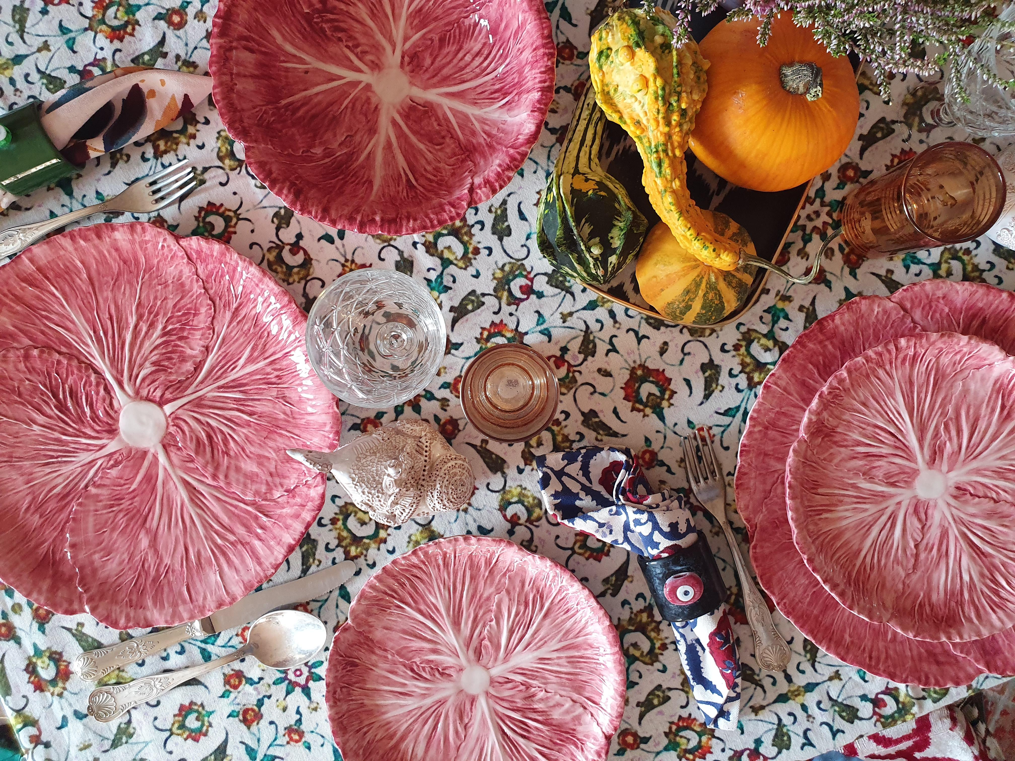 Bandeja para servir de cerámica pintada a mano Radicchio, Made in Italy Moderno en venta